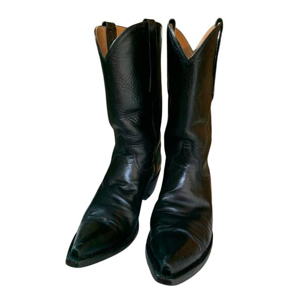 Womens J B Hill Luxury Black Buffalo Calf Western Cowboy Boots Size 8.5 - Picture 4 of 11